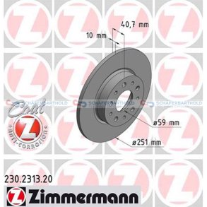 Bremseskive Bagaksel|Ø-251mm ZIMMERMANN