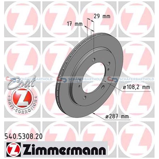 Bremseskive foraksel|-287mm ZIMMERMANN