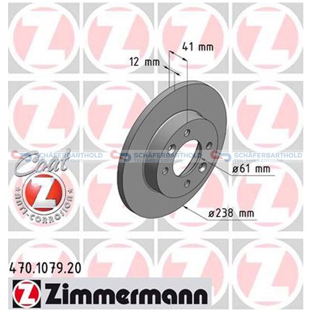 Bremseskive foraksel|-238mm ZIMMERMANN