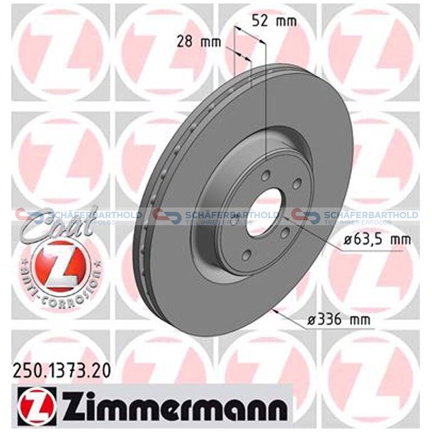 Bremseskive foraksel|-336mm ZIMMERMANN