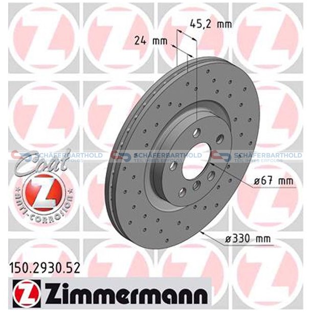 BremseskiveSport foraksel|-330mm|60872 ZIMMERMANN