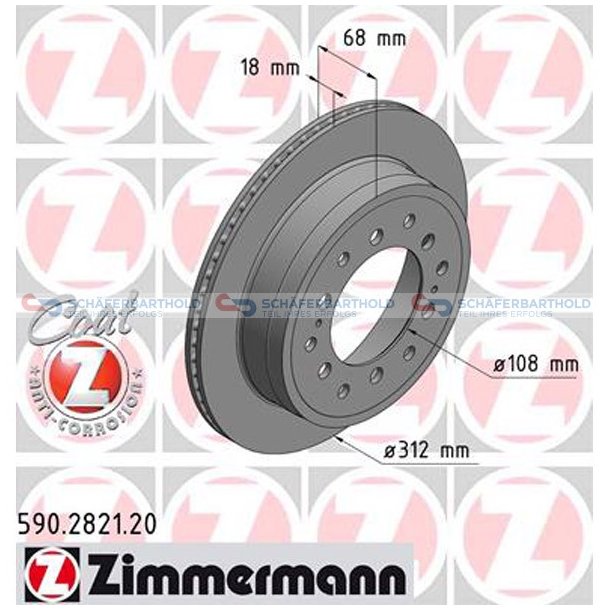 Bremseskive Bagaksel|-312mm ZIMMERMANN