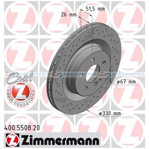 Bremseskive Bagaksel|-330mm ZIMMERMANN