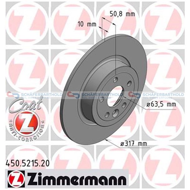 Bremseskive Bagaksel|-317mm ZIMMERMANN