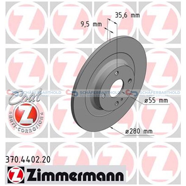 Bremseskive Bagaksel|-280mm ZIMMERMANN