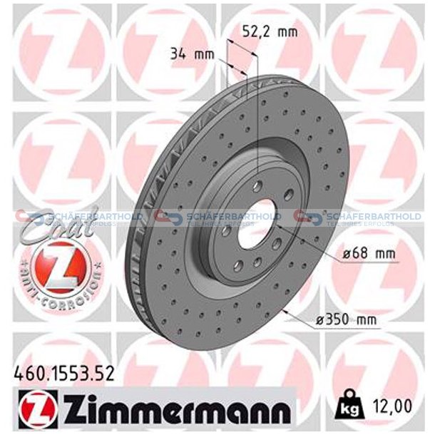 BremseskiveSport foraksel hjre|-350mm ZIMMERMANN