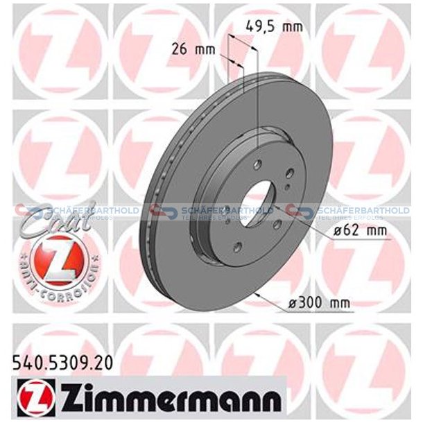 Bremseskive foraksel|-300mm ZIMMERMANN