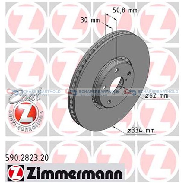 Bremseskive foraksel hjre|-334mm ZIMMERMANN