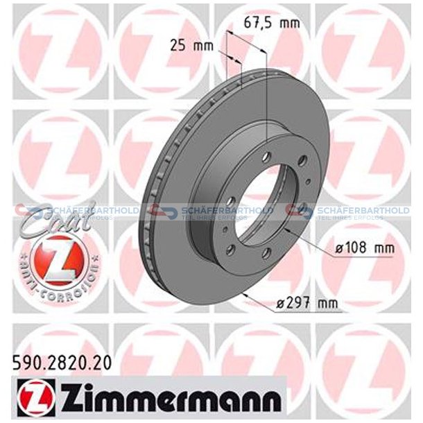 Bremseskive foraksel|-297mm ZIMMERMANN