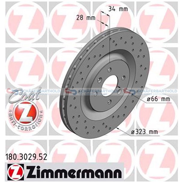 BremseskiveSport foraksel|-323mm ZIMMERMANN