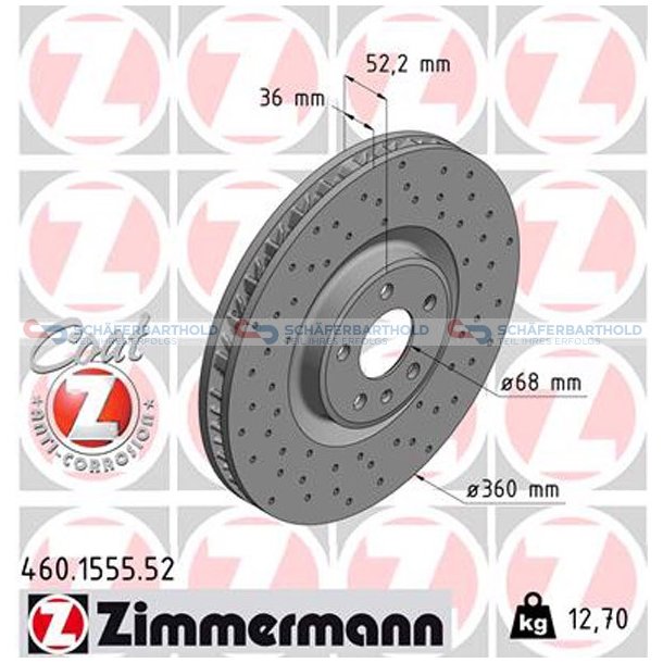 BremseskiveSport foraksel hjre|-360mm ZIMMERMANN