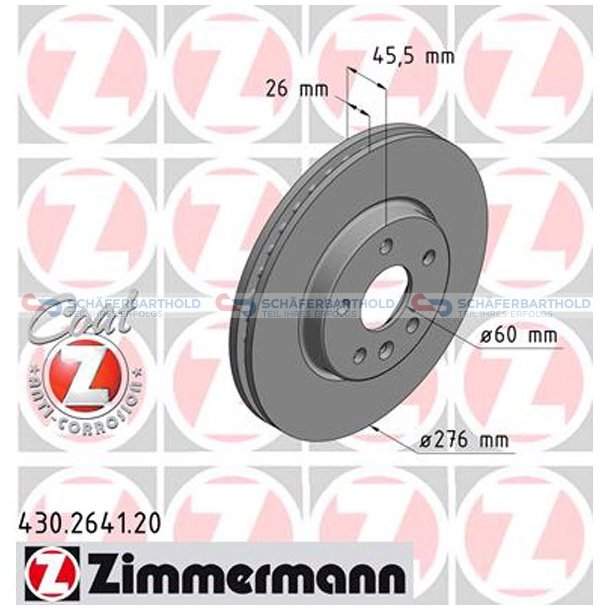 Bremseskive foraksel|-276mm ZIMMERMANN