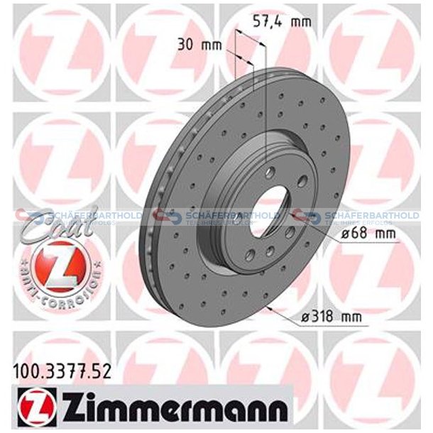 BremseskiveSport foraksel|-318mm ZIMMERMANN