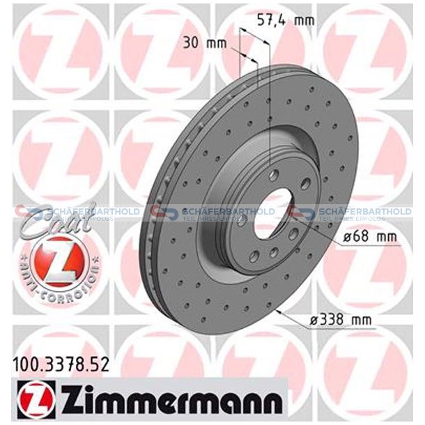 BremseskiveSport foraksel|-338mm ZIMMERMANN