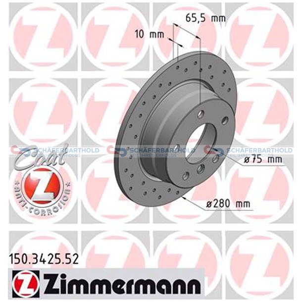 BremseskiveSport Bagaksel|-280mm ZIMMERMANN