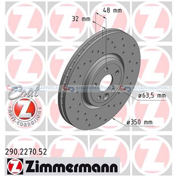 BremseskiveSport foraksel|-350mm|60872 ZIMMERMANN