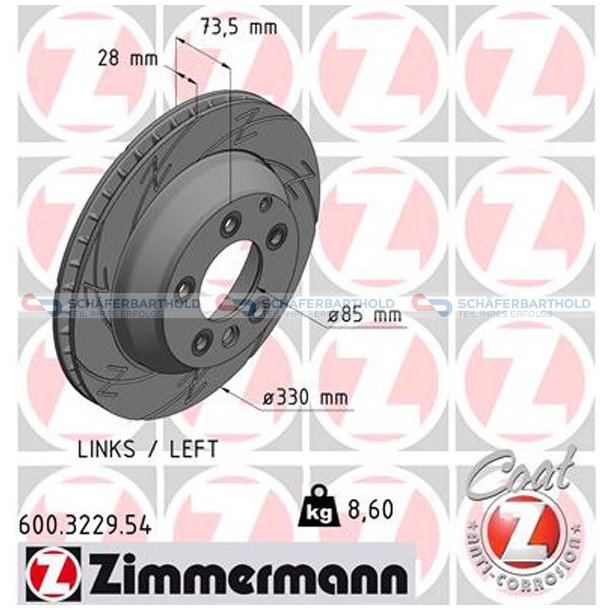 Bremseskive Bagaksel venstre|-330mm ZIMMERMANN