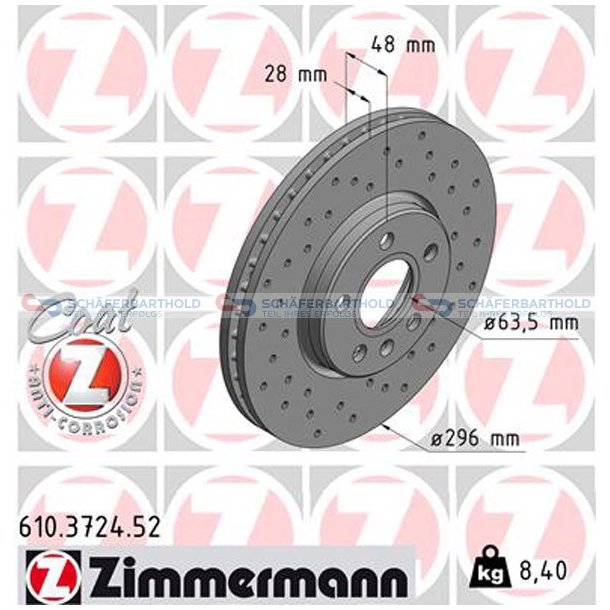 BremseskiveSport foraksel|-296mm ZIMMERMANN