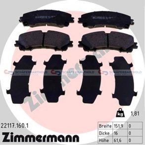 Bremseklodser 16mm|WVA:22117| ZIMMERMANN