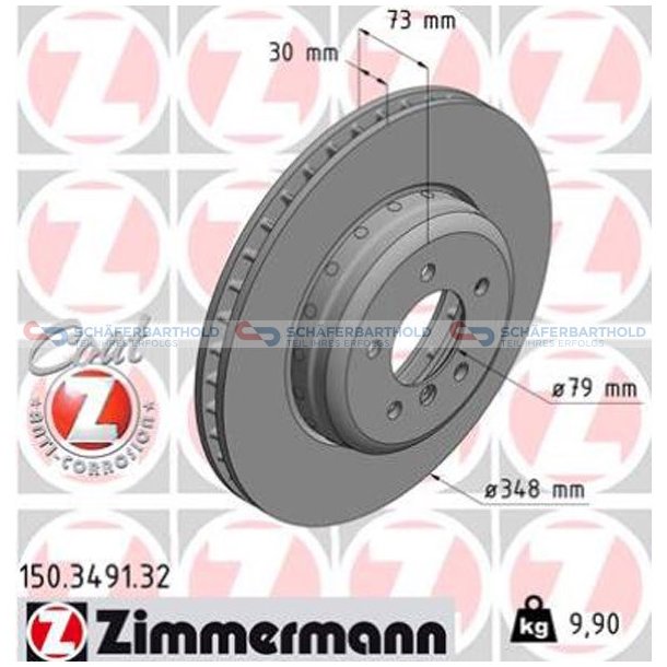 BremseskiveFormula F foraksel|-348mm ZIMMERMANN