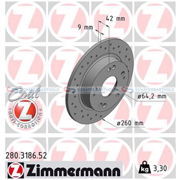 BremseskiveSport Bagaksel|-260mm ZIMMERMANN