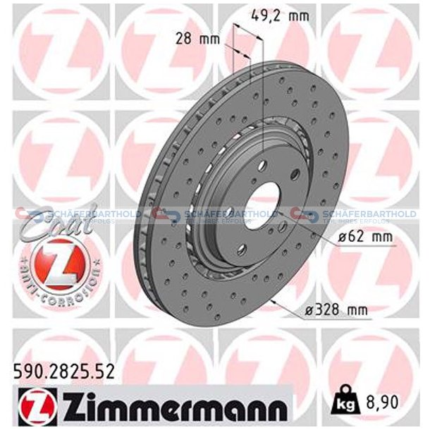 BremseskiveSport foraksel|-328mm ZIMMERMANN