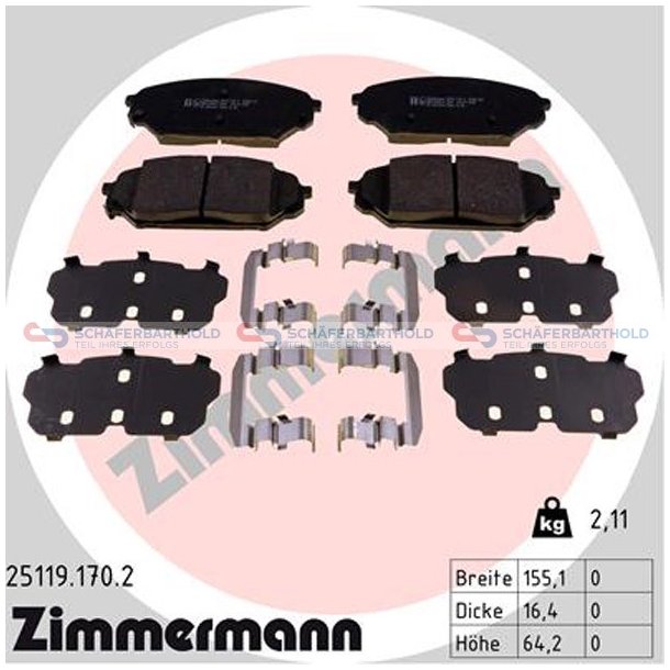 Bremseklodser 17mm|WVA:25119| ZIMMERMANN