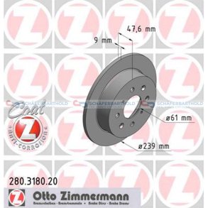 Bremseskive Bagaksel|Ø-239mm ZIMMERMANN