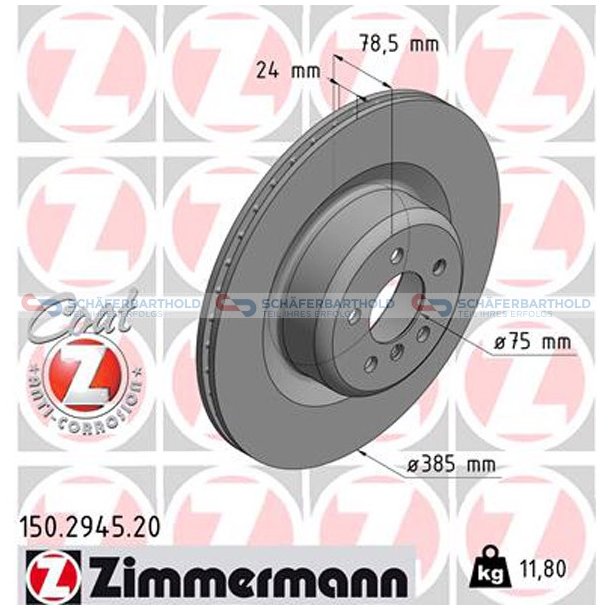 Bremseskive Bagaksel|-385mm ZIMMERMANN