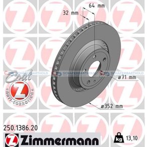 Bremseskive foraksel|Ø-352mm ZIMMERMANN