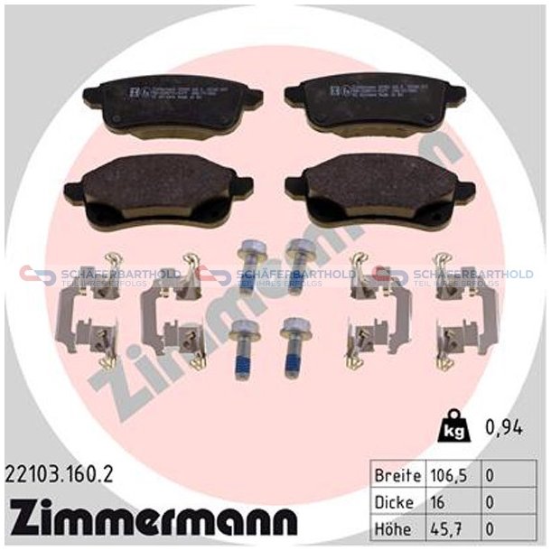 Bremseklodser 16mm|WVA:22103| ZIMMERMANN