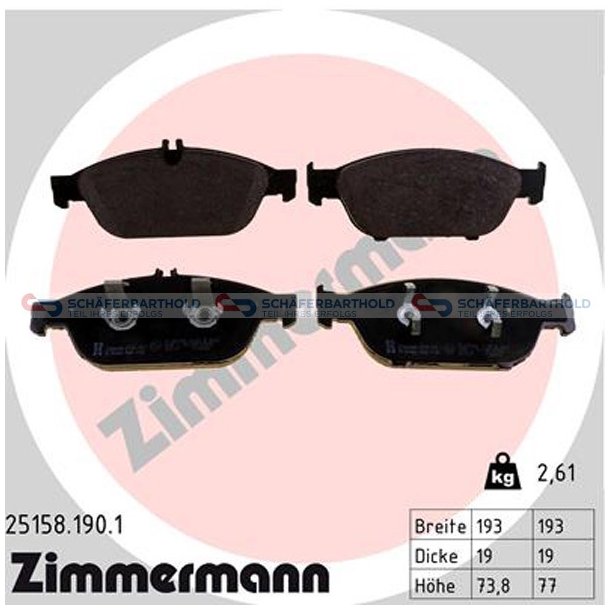 Bremseklodser 19mm|WVA:25158| ZIMMERMANN