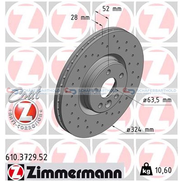 BremseskiveSport foraksel|-324mm ZIMMERMANN