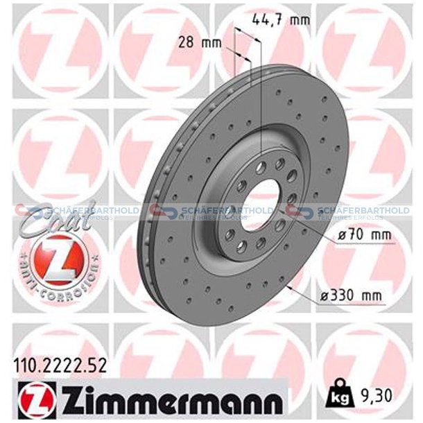 BremseskiveSport foraksel|-330mm ZIMMERMANN