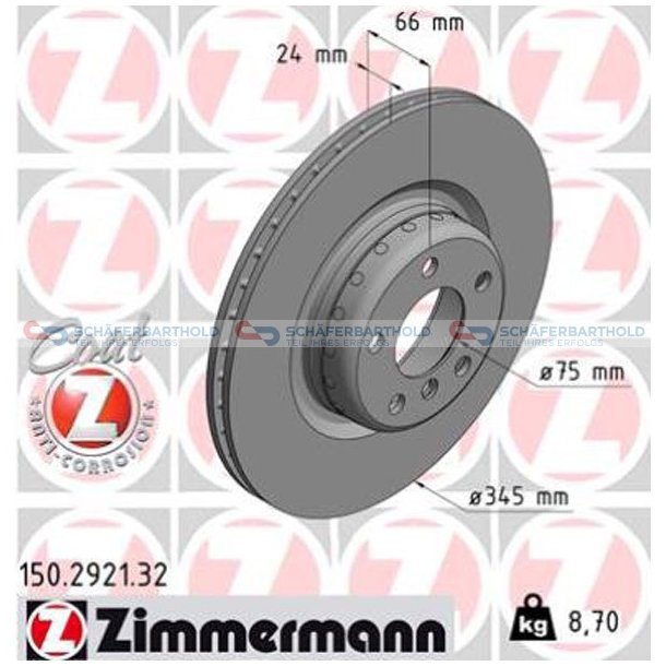 BremseskiveFormula F Bagaksel|-345mm ZIMMERMANN