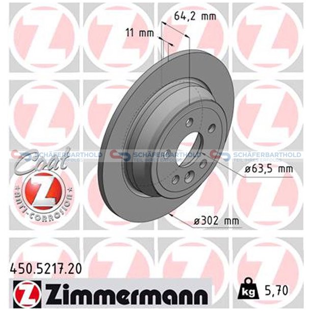 Bremseskive Bagaksel|-302mm ZIMMERMANN