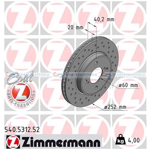 BremseskiveSport foraksel|-252mm ZIMMERMANN