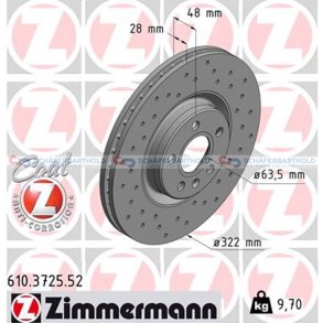 BremseskiveSport foraksel|Ø-322mm ZIMMERMANN