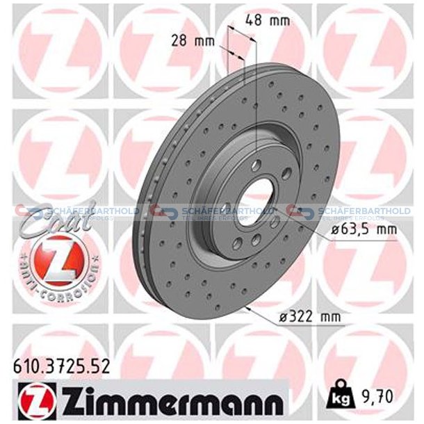 BremseskiveSport foraksel|-322mm ZIMMERMANN