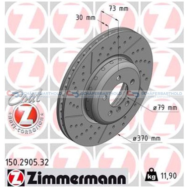 BremseskiveFormula F foraksel|-370mm ZIMMERMANN