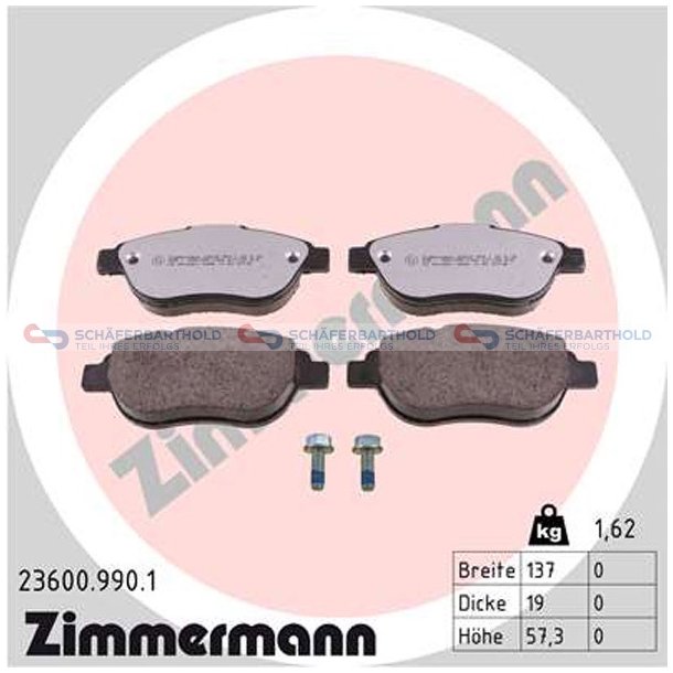 Bremseklodser 19mm|WVA:23600|te ZIMMERMANN