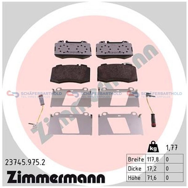 Bremseklodser 17mm|WVA:23745|te ZIMMERMANN