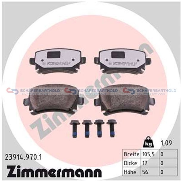 Bremseklodser 17mm|WVA:23914|te ZIMMERMANN