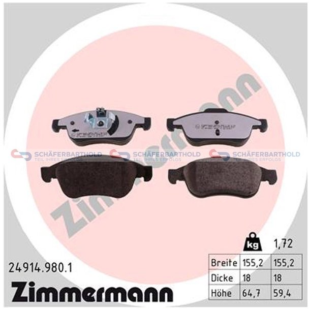 Bremseklodser 18mm|WVA:24914|te ZIMMERMANN