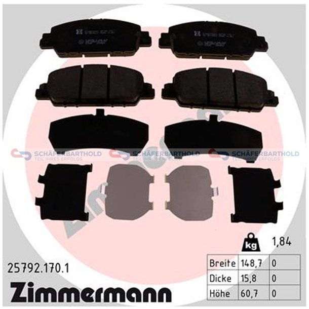 Bremseklodser 18mm|WVA:25792| ZIMMERMANN