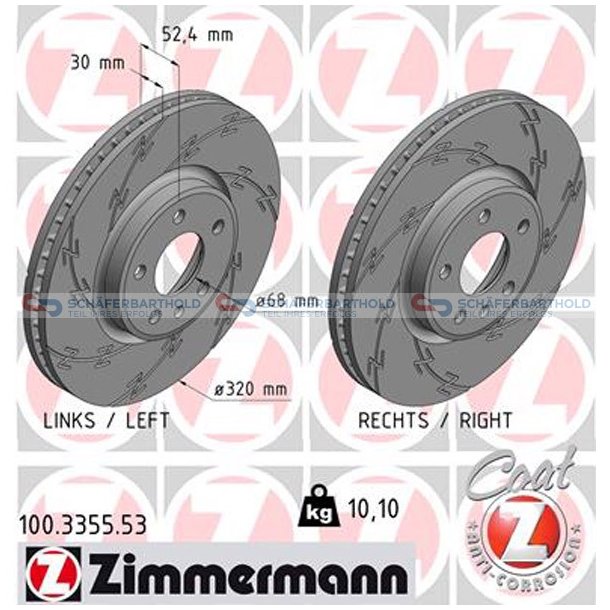 Bremseskive foraksel|-320mm ZIMMERMANN