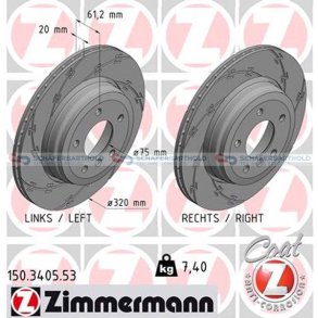 Bremseskive Bagaksel|Ø-320mm ZIMMERMANN