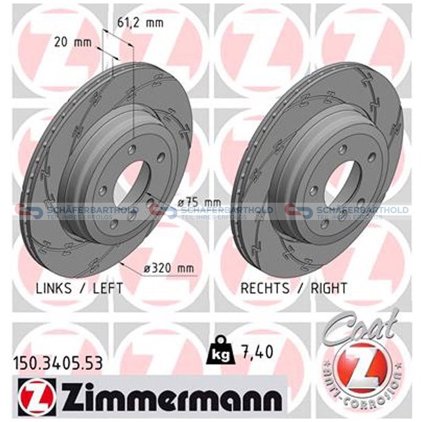 Bremseskive Bagaksel|-320mm ZIMMERMANN