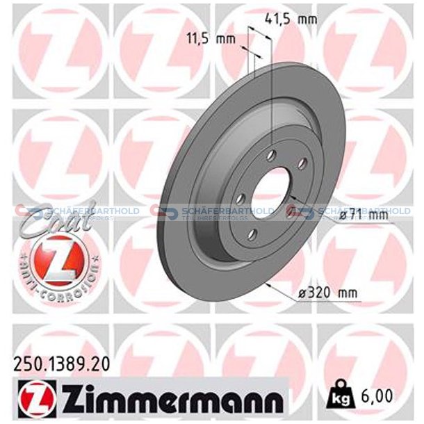 Bremseskive Bagaksel|-318mm ZIMMERMANN