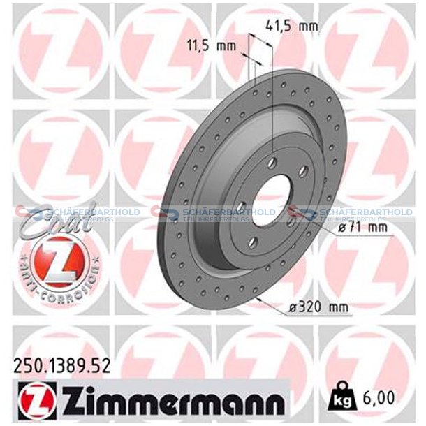 Bremseskive Bagaksel|-318mm ZIMMERMANN